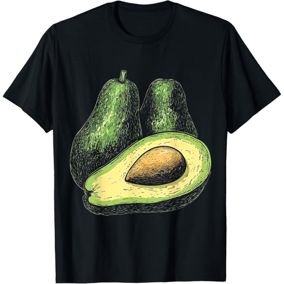 Avocado Fruit Motif Illustration Avocado T-ShirtPure cotton short-sleeved shirts for both men and women