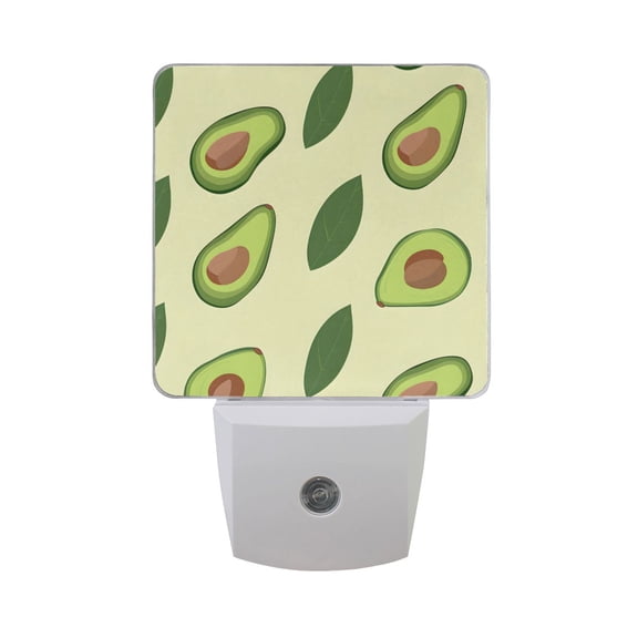 Avocado Fruit and Leaf Night Light 2 Pack LED Nightlight Plug into Wall Dusk to Dawn Sensor Soft White
