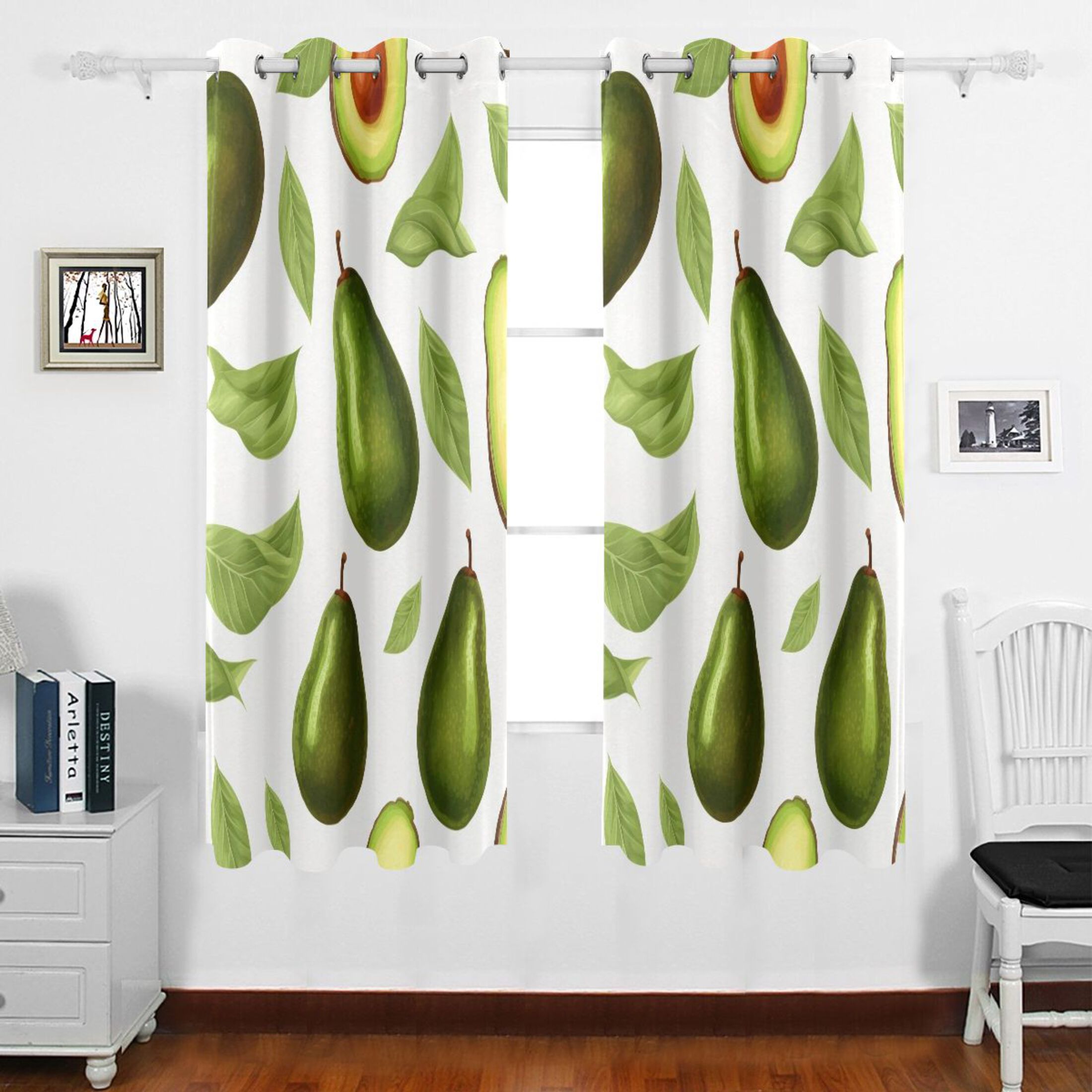 Avocado Fruits Grommet Blackout Curtains Thermal Insulated Window ...