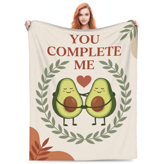 Avocado Gift Blanket, Funny Romantic Throw Blanket for Couples, Soft Flannel Plush Blanket, Anniversary Wedding Valentine's Day Gift 50x40