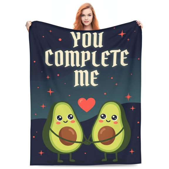 Avocado Gift Blanket, Funny Romantic Throw Blanket for Couples, Soft Flannel Plush Blanket, Anniversary Wedding Valentine's Day Gift 50x40