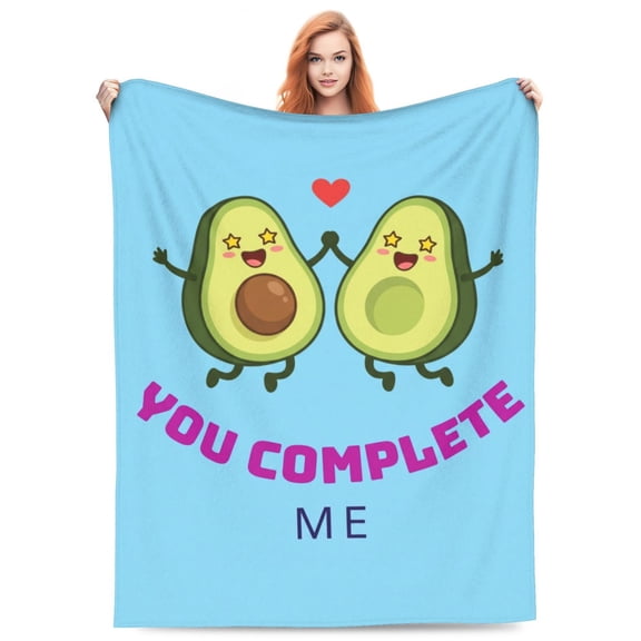 Avocado Gift Blanket, Funny Romantic Throw Blanket for Couples, Soft Flannel Plush Blanket, Anniversary Wedding Valentine's Day Gift 50x40