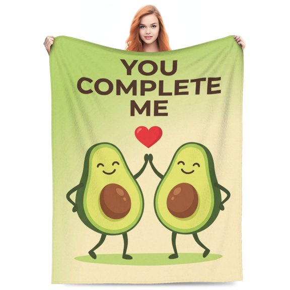 Avocado Gift Blanket, Funny Romantic Throw Blanket for Couples, Soft Flannel Plush Blanket, Anniversary Wedding Valentine's Day Gift 50x40