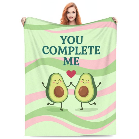 Avocado Gift Blanket, Funny Romantic Throw Blanket for Couples, Soft Flannel Plush Blanket, Anniversary Wedding Valentine's Day Gift 50x40