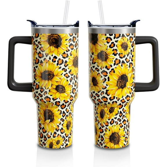 Avocado Gifts 40 Oz Tumbler with Handle and Lid Straw, Sage Green Stainless Steel Double Walled Vacuum Insulated Cup Mug, Fruit Lover Birthday Gifts for Women Girls (1 PC)