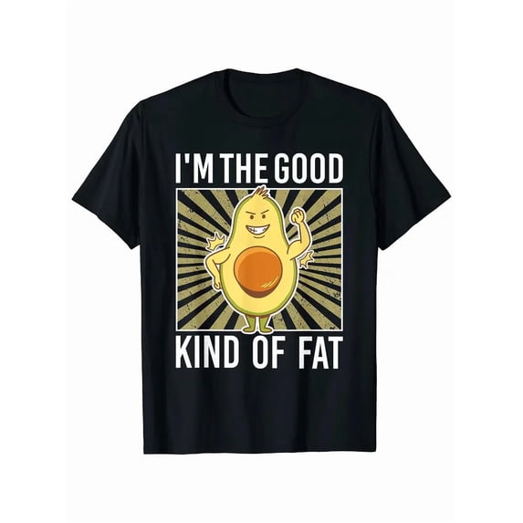 Avocado Graphic T-Shirt - 100% Cotton, Crew Neck, Short Sleeve, Casual Summer Tee with Inspired Design, Black