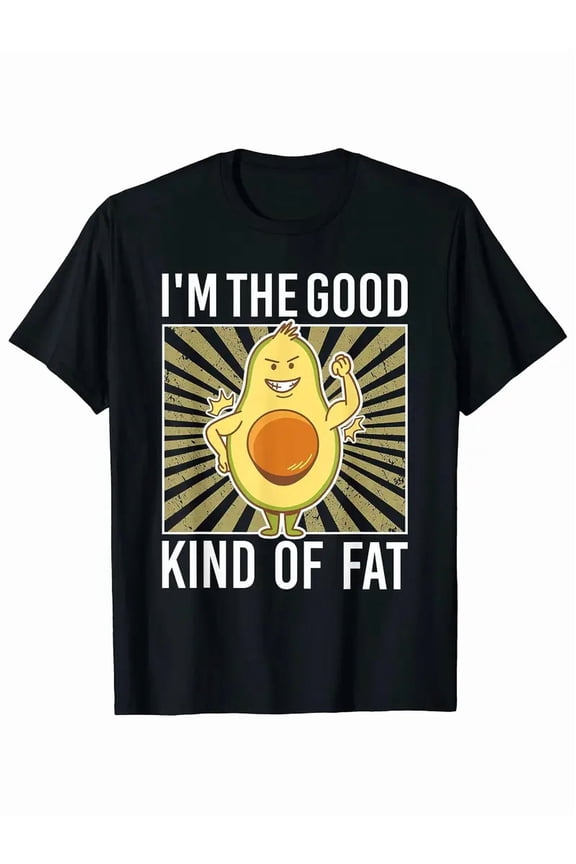 Avocado Graphic T-Shirt - 100% Cotton, Crew Neck, Short Sleeve, Casual Summer Tee with Inspired Design, Black