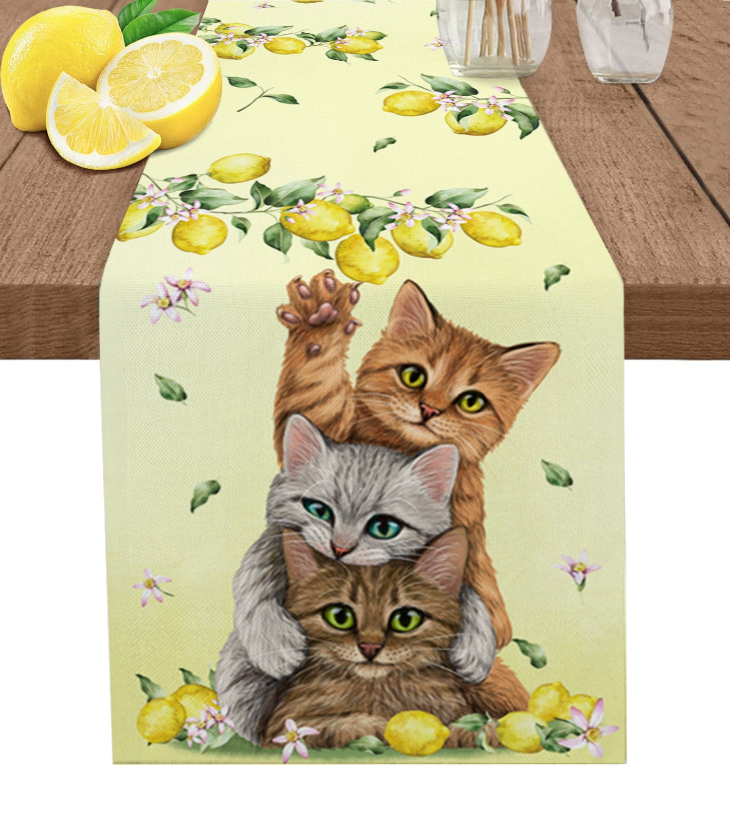 Avocado Green Cute Cartoon Table Runner Kitchen r Tablecloth Placemat