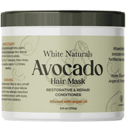 Avocado Hair Mask-Deep Conditioning Treatment, Avocado Cream Hair Mask with Coconut Oil, Shea Butter, Argan Oil and Other Vitamins for Hair Care by White Naturals