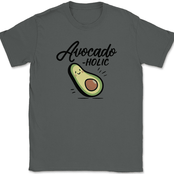 Avocado Holic T-Shirt Funny Vegetarian Vegetable Palta Humor Joke Tee - Charcoal, 5XL