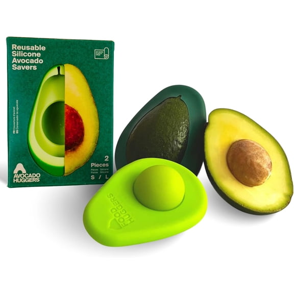 Avocado Huggers 2pc Silicone Reusable Avocado Savers with Pit Storage | BPA Free, Dishwasher Safe Holder | Large & Small Set