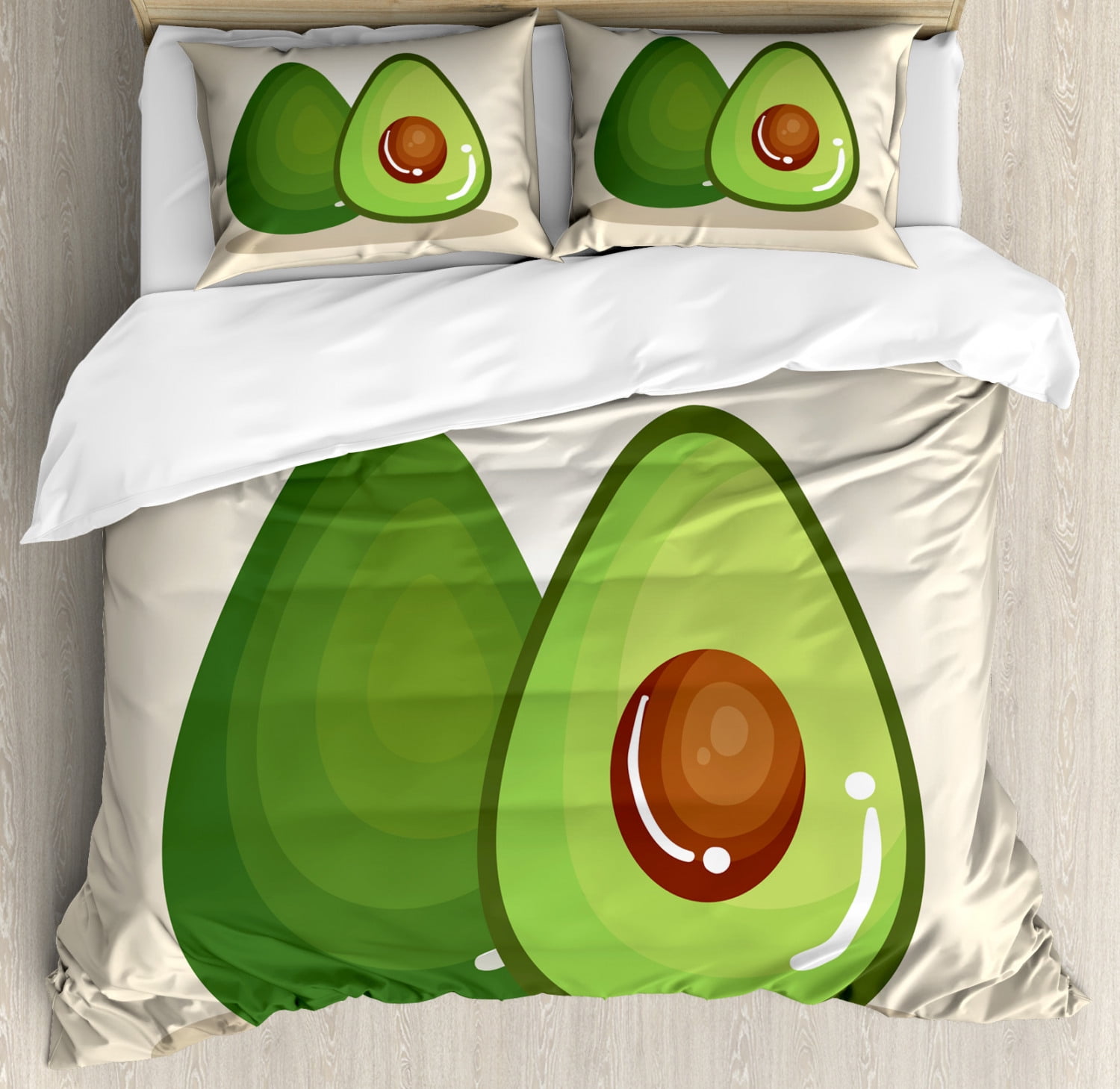 Avocado King Size Duvet Cover Set, Organic Freshness Theme with ...