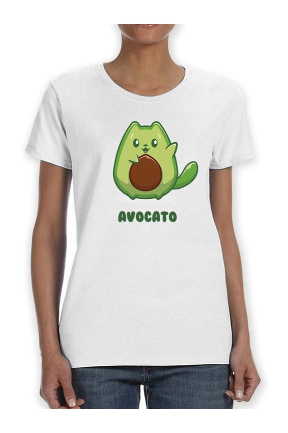 Avocado Kitten T-Shirt Women -Smartprints Designs, Female Large
