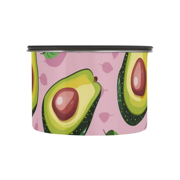 Avocado Leaves Pink Airtight Coffee Bean Canister 500 ml Food Storage Containers with Lids For Gournd, Tea, Sugar, Flour, Rice, Cereal, Candy Cookie Jar