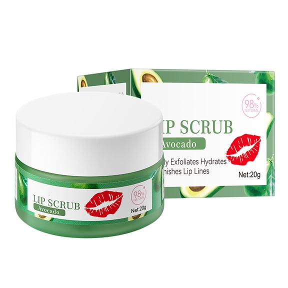 Avocado Lip Scrub Gently Exfoliates Dead Skin, Hydrates & Softens Dry Flaky Lips, Diminishes Lip Lines for Smooth, Plump Lips, Gentle Formula for All Lip Types