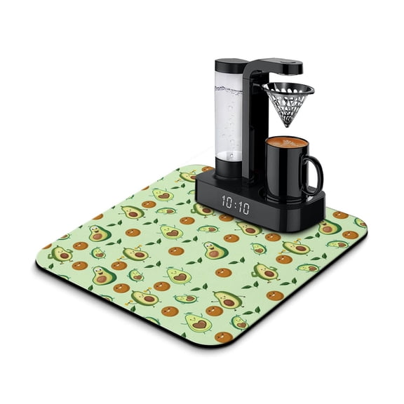Avocado Lover Coffee Mat - Strong Water Absorption Drying Pad, Non-Slip Rubber Base for Coffee Machines, Cute Design