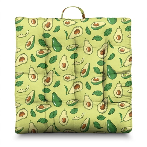 Avocado Meditation Pillow – 22x22 Inch Large Floor Cushion, Soft Dutch Velvet Seat for Yoga & Lounge, Cute Kawaii Green Fruit Pattern, Fresh Healthy Aesthetic Design
