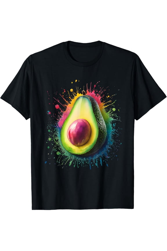 Avocado Men Woman Colorful Watercolor Avocado T-ShirtPure cotton short-sleeved shirts for both men and women