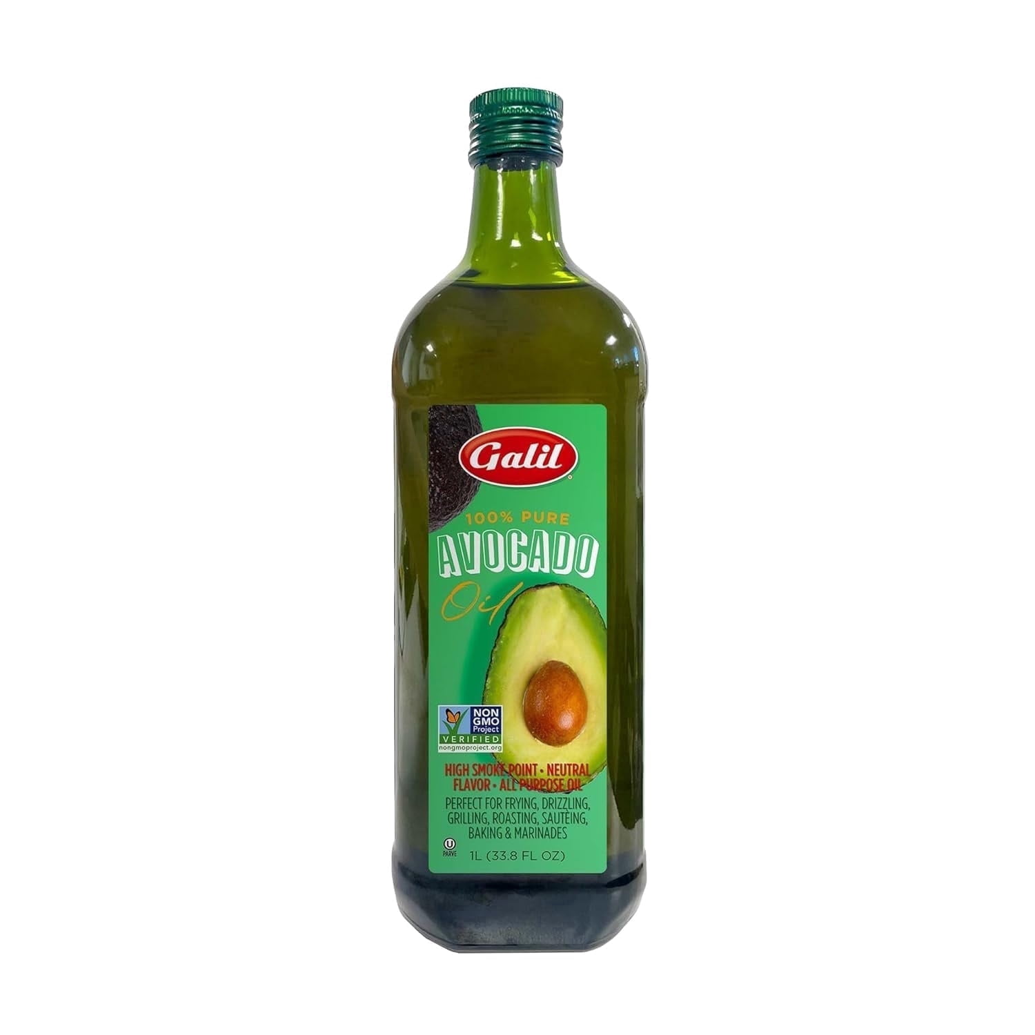 Galil Pure Avocado Oil, High Smoke Point Avocado Cooking Oil, Vegan and Halal Certified, 1 Liter