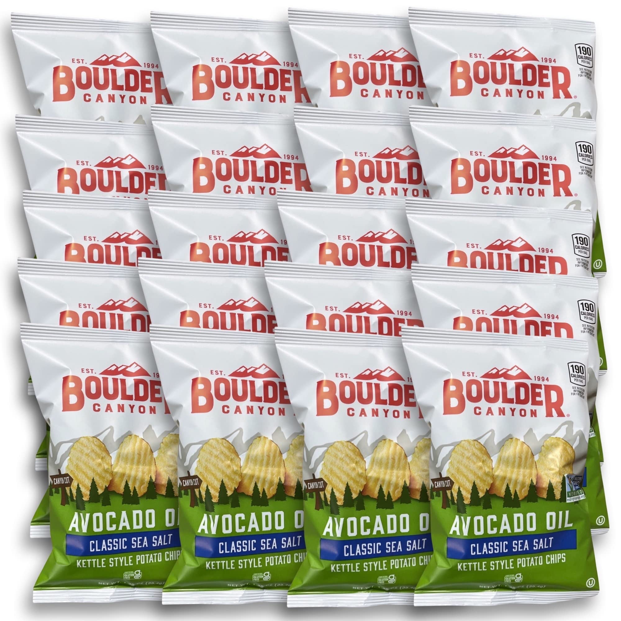Boulder Canyon Single Serve Avocado Oil Chips, 1.25 oz |  20 Bags