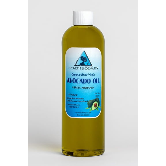 Avocado Oil Extra Virgin Organic Unrefined Cold Pressed Raw Natural Pure by H&B Oils Center 12 oz