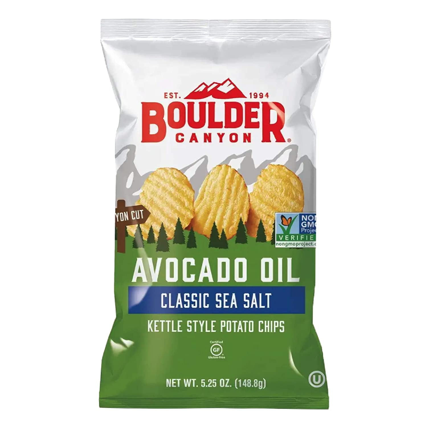 Avocado Oil Kettle Cooked Potato Chips, Sea Salt, Wavy Cut, 5.25 oz