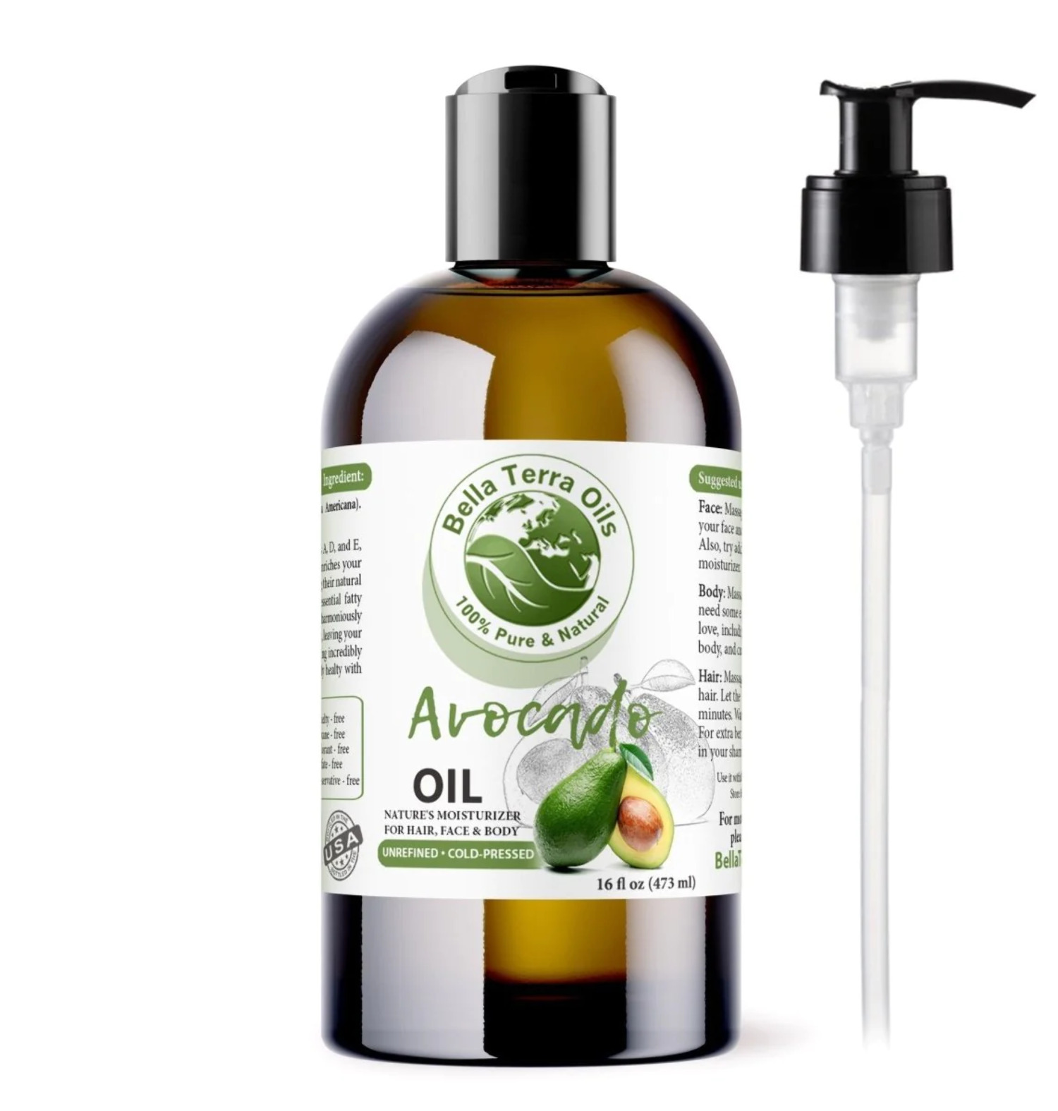 Avocado Oil Natural, ColdPressed, Derived from Premium Avocados