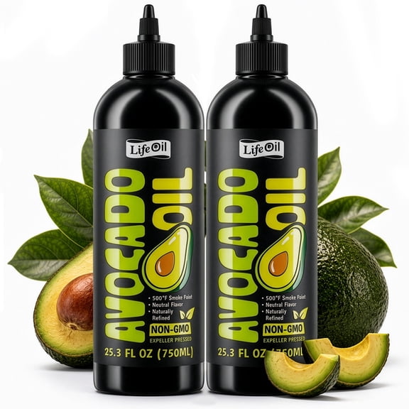 LifeOiL Avocado Cooking Oil, High Heat, Expeller-Pressed, 25.3 fl oz 2 Pack