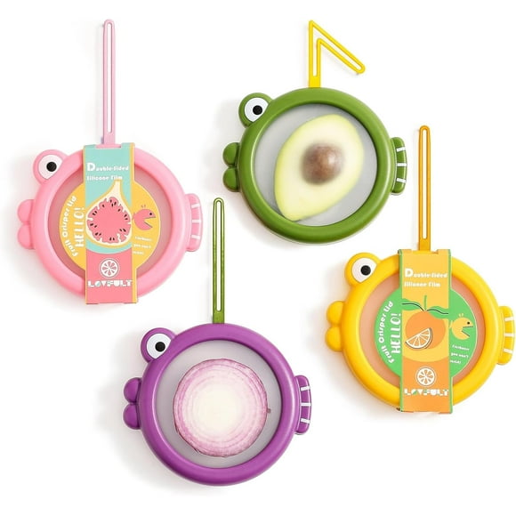 Avocado & Onion Saver 4-Pack Reusable Food Storage Containers for Fridge Fish-Shaped Keepers for Tomato, Garlic, Lemon Help Reduce Food Waste