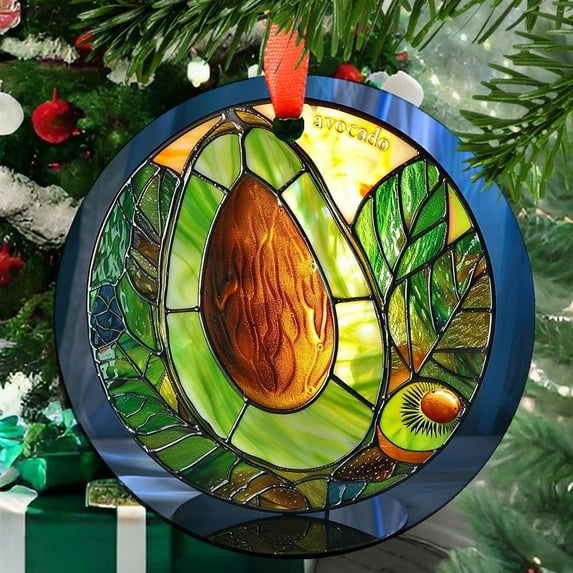 Avocado Ornament Window Hangings, Handcrafted Suncatchers, Gift for Cat Lovers Nature Lovers, 2025, Holiday Decoration, Seasonal Keepsake 2025, Festive Home Accent, Memorable