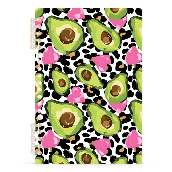Avocado Pattern A5 Notebook Refillable 60 Sheets Detachable Ring Binder PP Cover Journal