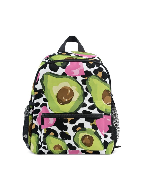 Avocado Pattern Mini Backpack Cute Small Backpack with Chest Strap and Whistle Ages 3-8