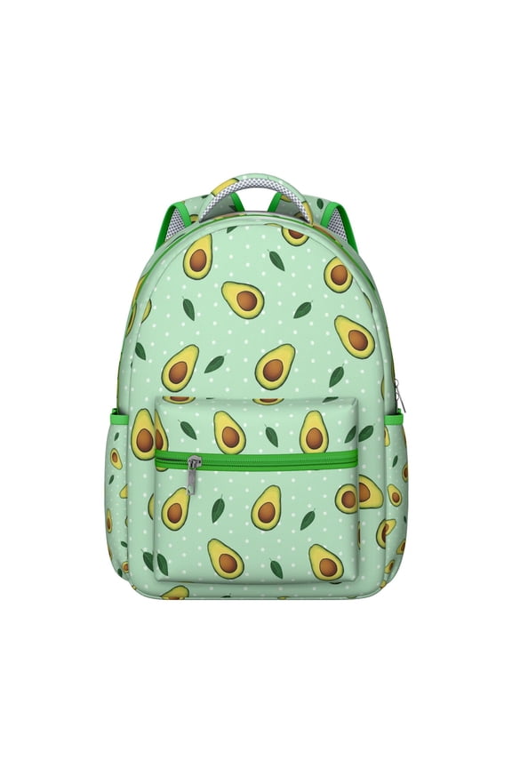 Avocado Pattern Students Backpack Cute Avocado Print School Bag with Healthy Avocado Fruit Design, Comfortable and Wear-Resistant