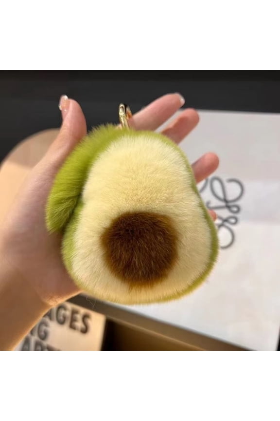 Avocado Plush Pendant Keychain Cute Miniature Figurine Key Ring, Alloy Metal Key Fob, Detailed Charm for Keys Bag Purse Backpack, Colorful Baked Enamel Finish