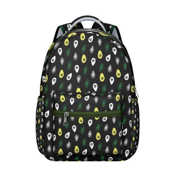 Avocado Print Bookbag  Cute & Sturdy Backpack for School, Work, Travel, Large Capacity, Ergonomic Straps, Fun Avocado Pattern, Perfect Gift for Her or Him