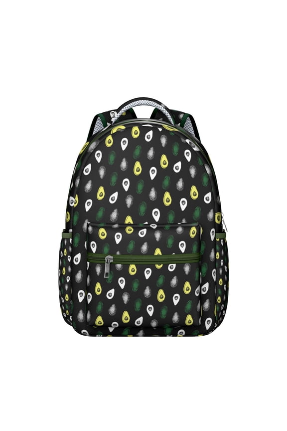 Avocado Print Bookbag – Cute & Sturdy Backpack for School, Work, Travel, Large Capacity, Ergonomic Straps, Fun Avocado Pattern, Perfect Gift for Her or Him