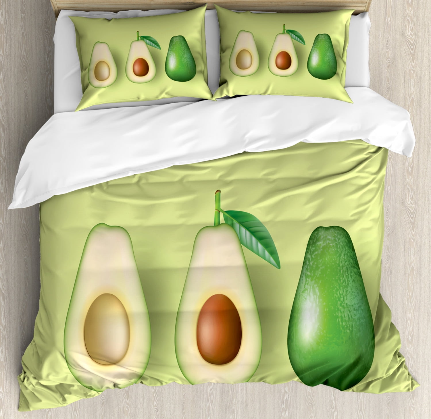 Avocado Green Pattern Print Duvet Cover Bedding Set