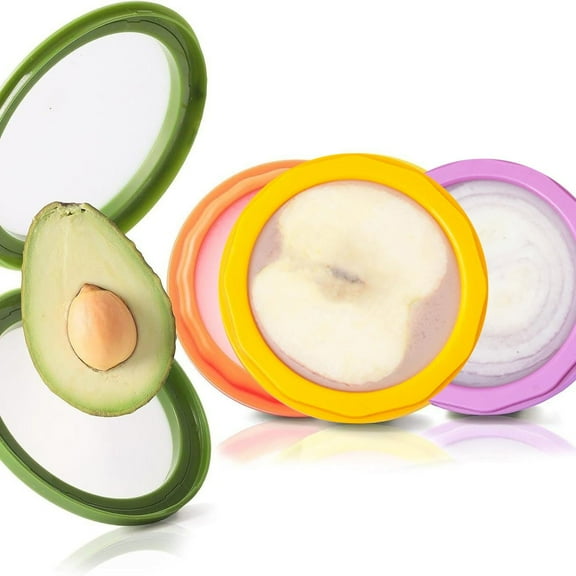 Avocado Saver and Onion Storage - 4-Piece Set Silicone Food Storage Containers, Multifunctional and Perfect for Lemons, Cheese, Tomatoes, Potatoes, Garlic