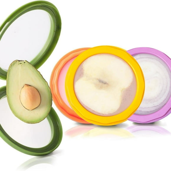 Avocado Saver and Onion Storage - 4-Piece Set Silicone Food Storage Containers, Multifunctional and Perfect for Lemons, Cheese, Tomatoes, Potatoes, Garlic
