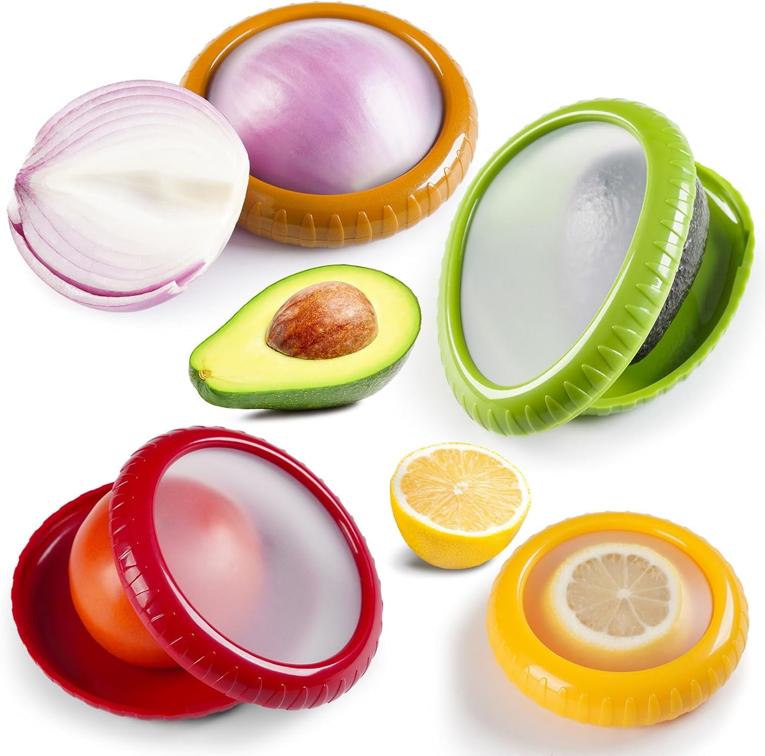 Avocado Saver & Onion Storage Set,4 Pcs Silicone Fruit Vegetable Anti ...