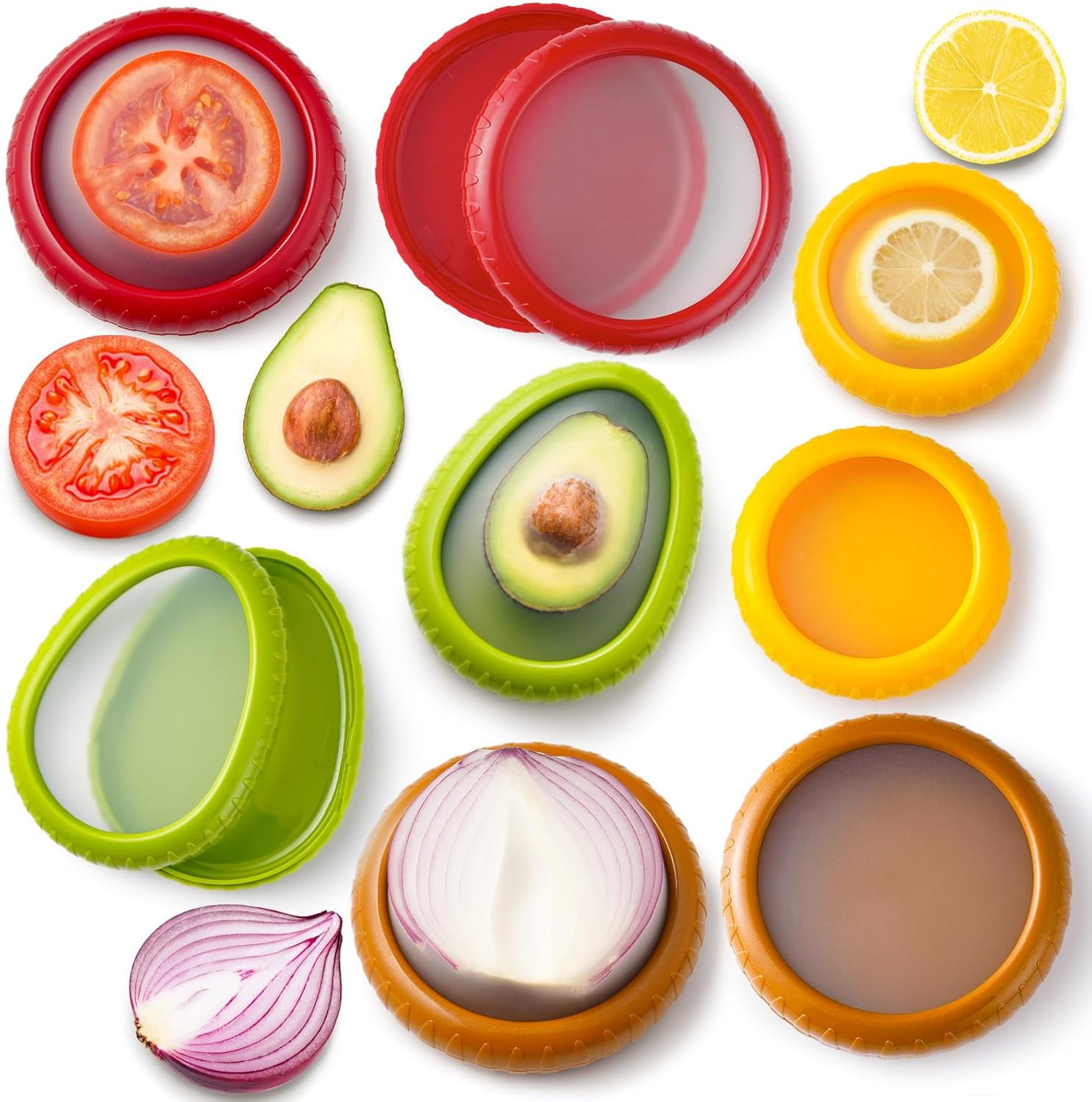 Avocado Saver and Onion Storage Set, Silicone Fruit Vegetable Anti ...