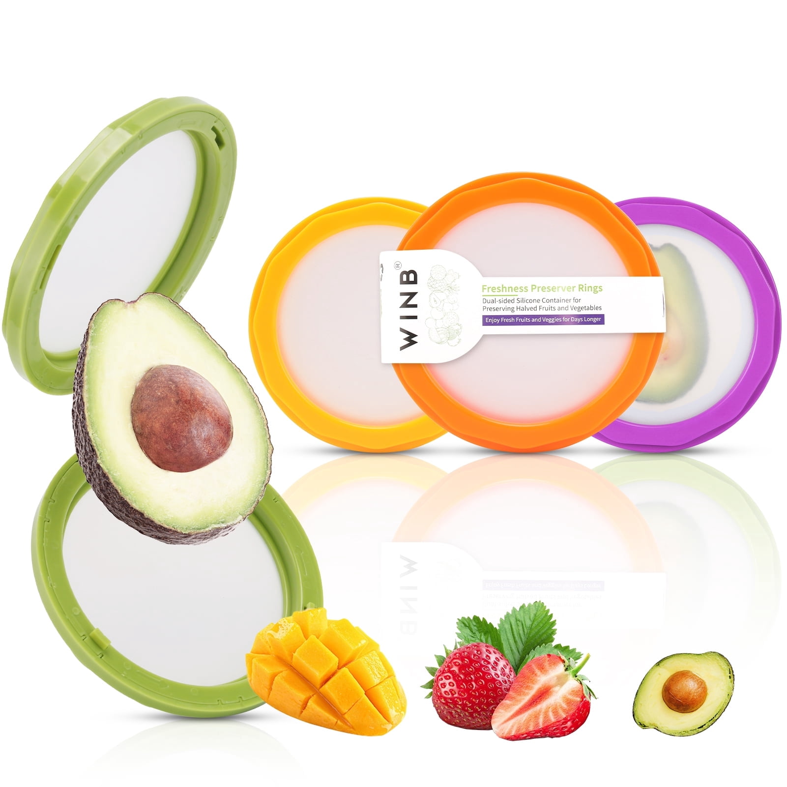 WINB Avocado & Onion Storage Set of 4, Reusable Silicone Containers ...