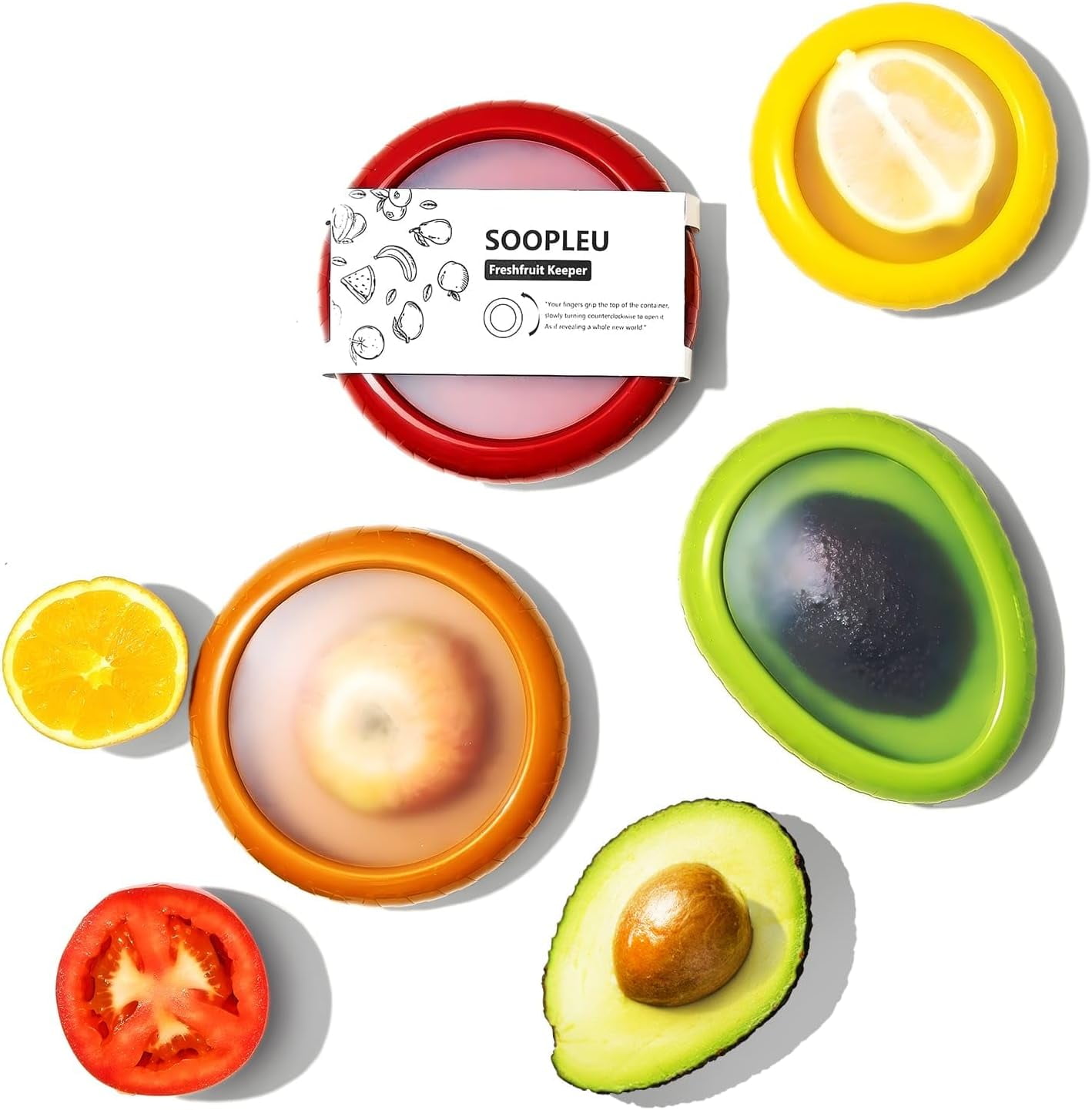 Avocado Saver and Tomato Holder - Set of 4 Reusable Storage Containers ...