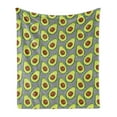 thumbnail image 1 of Avocado Soft Flannel Fleece Blanket, Pattern with Delicious Vegan Elements on Monochrome Zigzag Background Print, Cozy Plush for Indoor and Outdoor Use, 60" x 80", Black Brown Green, by Ambesonne, 1 of 5