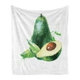 thumbnail image 1 of Avocado Soft Flannel Fleece Throw Blanket, Aquarelle Autumn Theme with Pastel Colors for Exotic Food and Drops Image, Cozy Plush for Indoor and Outdoor Use, 50" x 60", Brown and Emerald, by Ambesonne, 1 of 5
