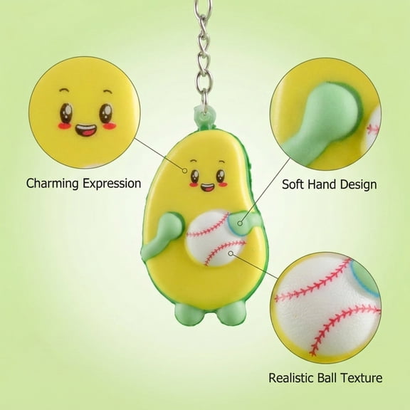 Avocado Squishy,Portable Fidget Stress Reliever for Backpack Purse, Squeeze Sensory Squishy for Adults,Fruit Squishy Keychain with Slow Rising Soft FoamMystery Box
