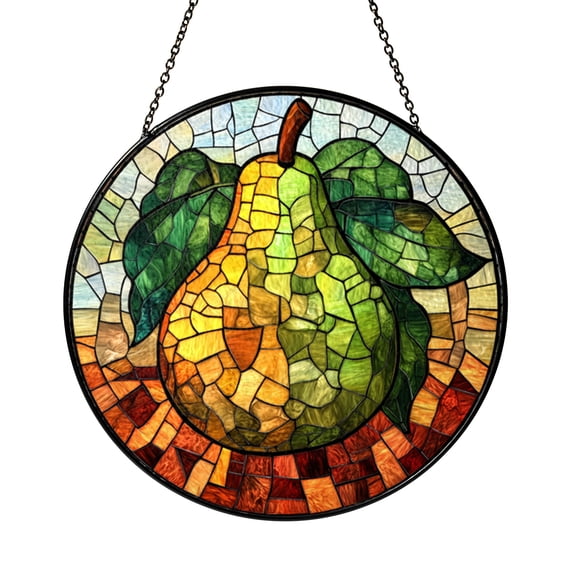Avocado Stained Glass Suncatcher Window Hanging, Fun Fruit Decor, Cheerful Kitchen Accent Gift for Avocado Lovers