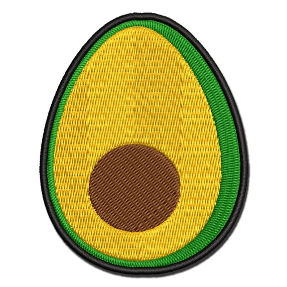Avocado Symbol Applique Multi-Color Embroidered Iron-On Patch - 2.0 Inch Mini