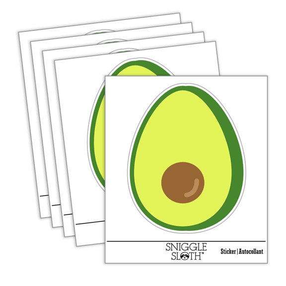 Avocado Symbol Car Window Bumper Water Bottle Phone Tablet Laptop Waterproof Vinyl Decal Sticker Set 5-Pack - Gloss Finish - 5.0"