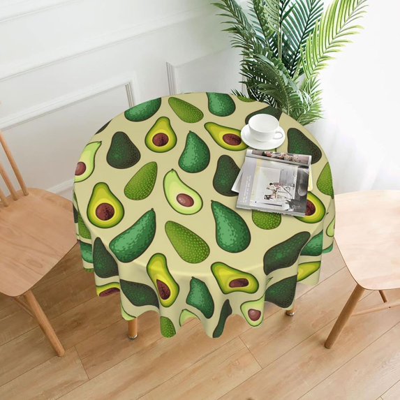 Avocado Table Cloth Round Table Cover Wrinkle Resistant Waterproof Tablecloth 60 Inch Washable for Kitchen Party Picnic Fruit